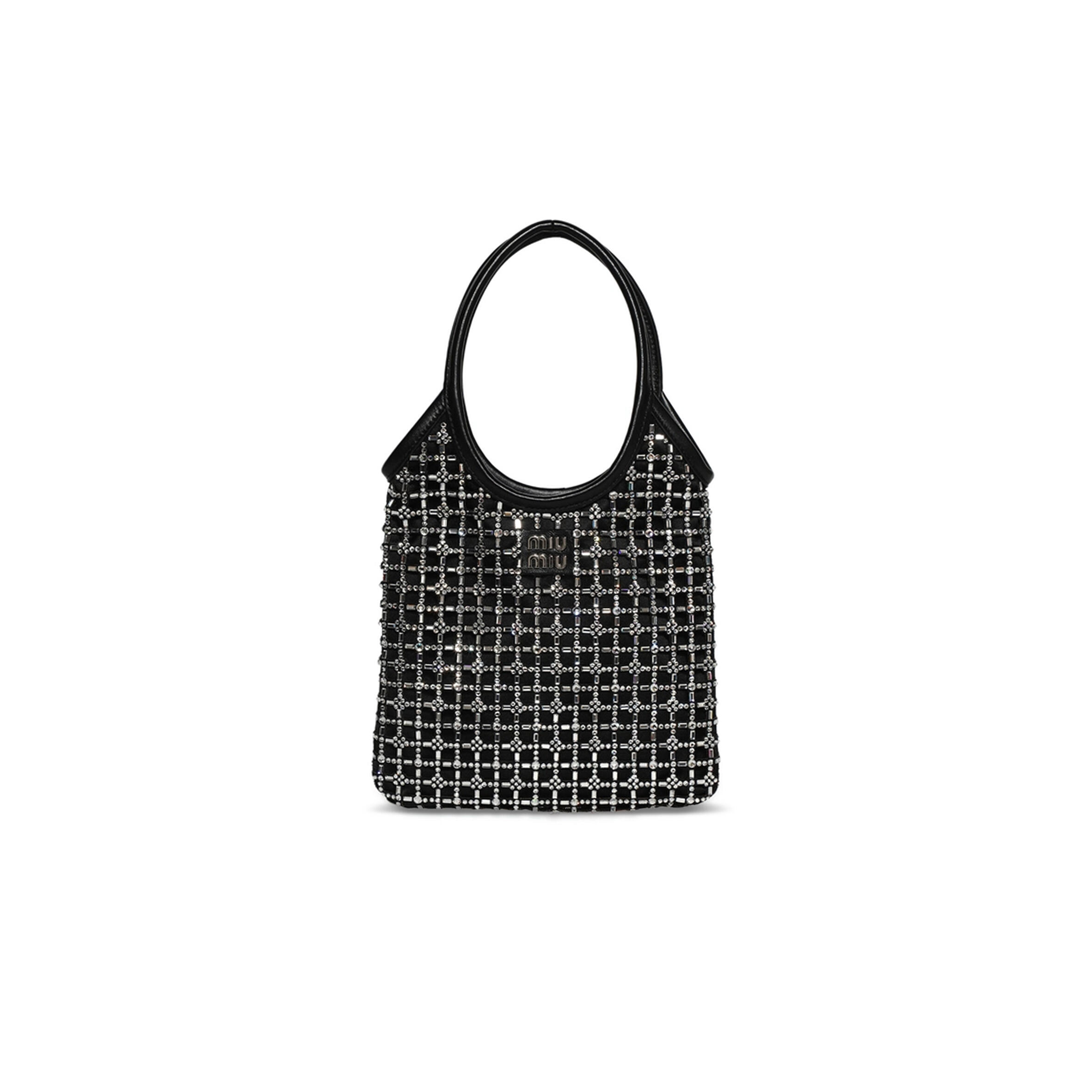 M1v M1v starlight rhinestone-embellished satin top-handle bag 5ba281 (24*20cm)